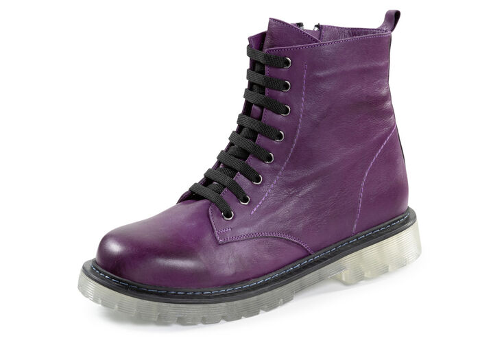 Gemini Schnür-Stiefelette aus weichem Rind-Nappaleder LILA