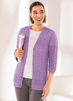 Strickjacke mit Ajourmuster FLIEDER