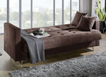 Schlafsofa auf Chromfüßen mit Bettkasten BRAUN