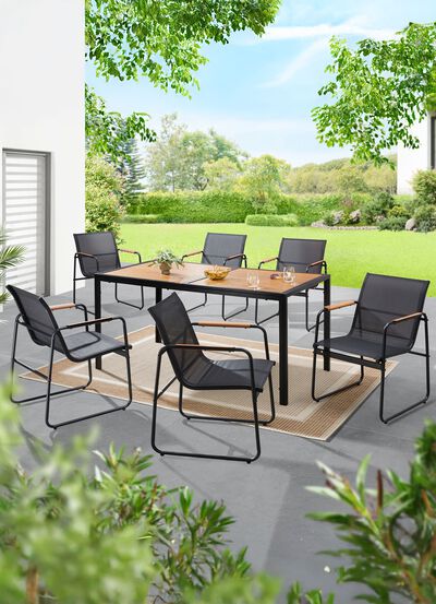 Gartenm&ouml;bel-Set mit pulverbeschichtetem Stahlrahmen, 7-teilig 