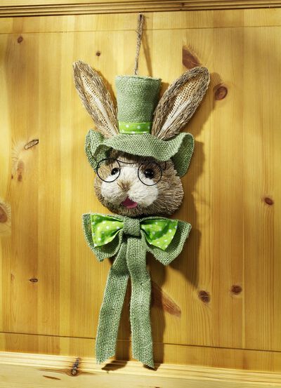 Hasenkopf aus fein geschnittenen Naturfasern 