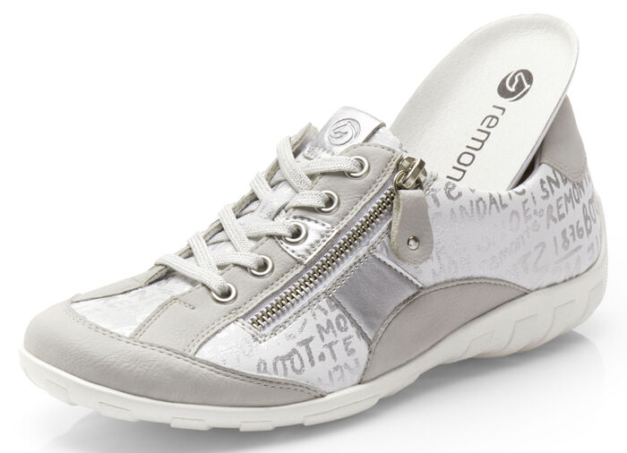 Remonte Sneaker mit bedruckten Besätzen HELLGRAU-WEISS