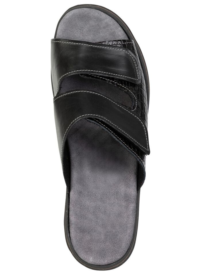 Komfortable Damen-Pantoletten, Weite K, mit Klettverschluss SCHWARZ