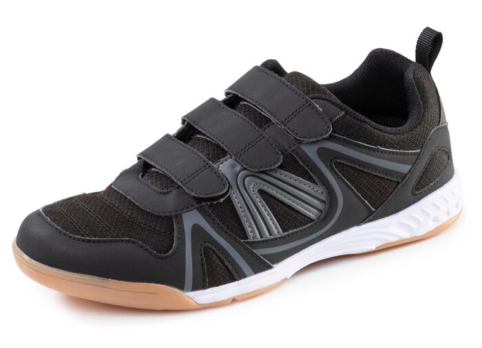 Sportliche Herren-Slipper, mit Klettverschluss SCHWARZ-GRAU