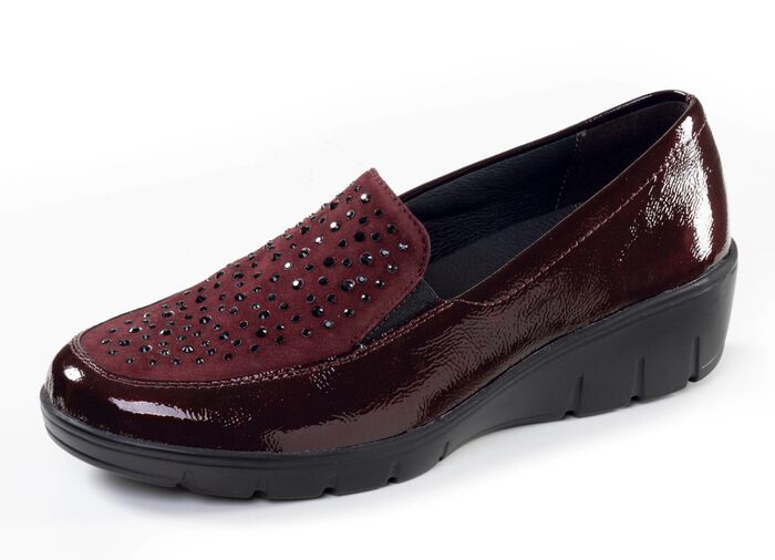 ELENA EDEN, bequeme Damen-Slipper, Weite H, mit herausnehmbarem Fussbett BURGUND