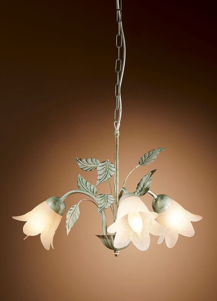 Pendellampe mit Gestell aus Eisen CREME-GRÜN