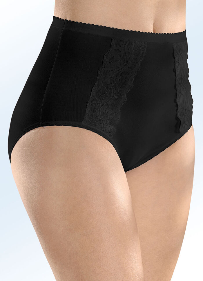 Viererpack Slips mit elastischen Spitzenbesätzen 