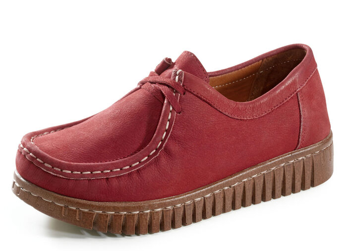 Mokassin-Schnürschuh aus Rind-Nubukleder ROT