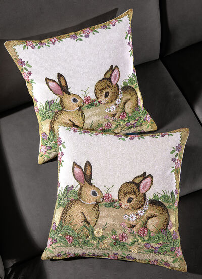 Gobelin-Kissenbezug Häschen, 2er-Set, , large