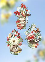 Fensterbilder, 3er-Set, aus Plauener Spize 