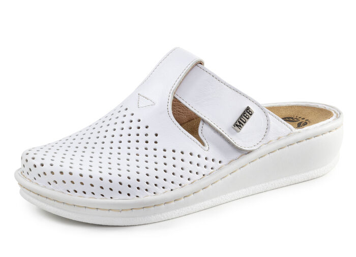 Mubb Clog aus perforiertem Nappaleder WEISS
