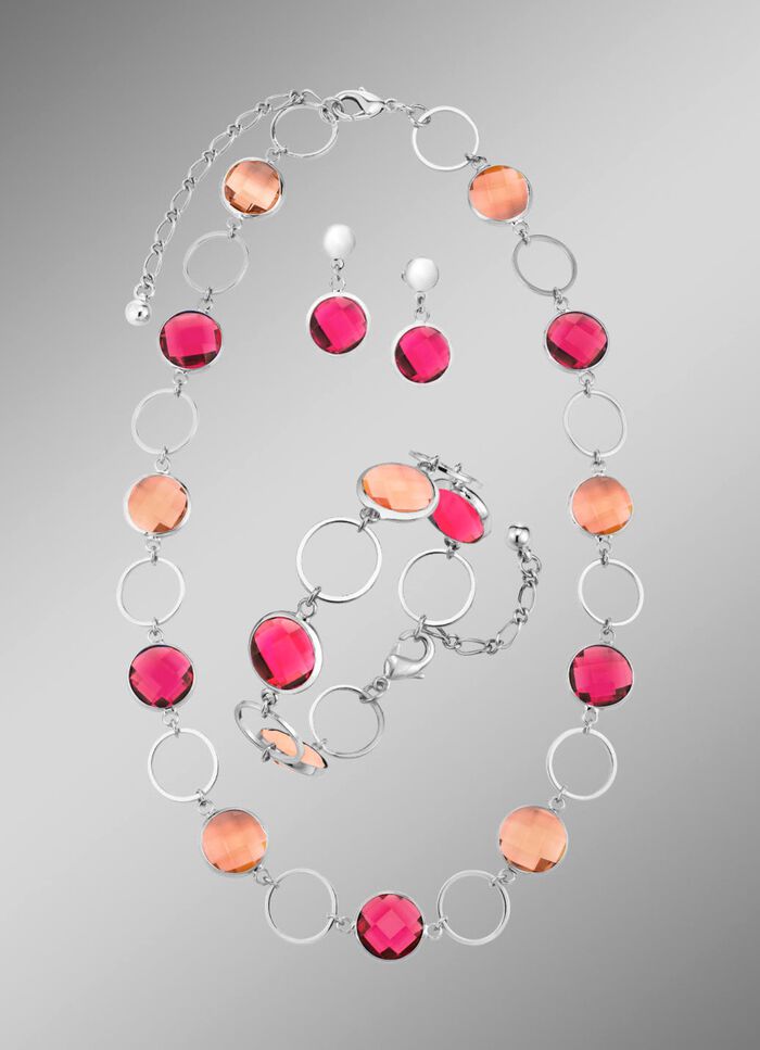 Schmuckset, 3-teilig, mit Kristallsteinen 