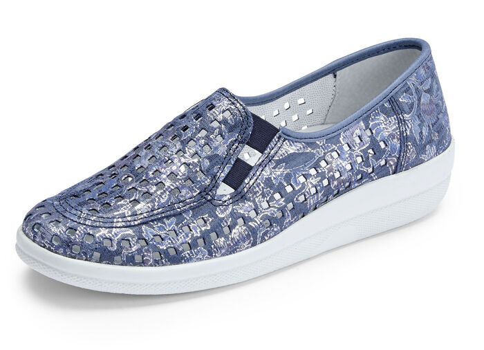 ELENA EDEN, sommerliche Damen-Slipper, Weite G, mit herausnehmbarem Fussbett JEANS