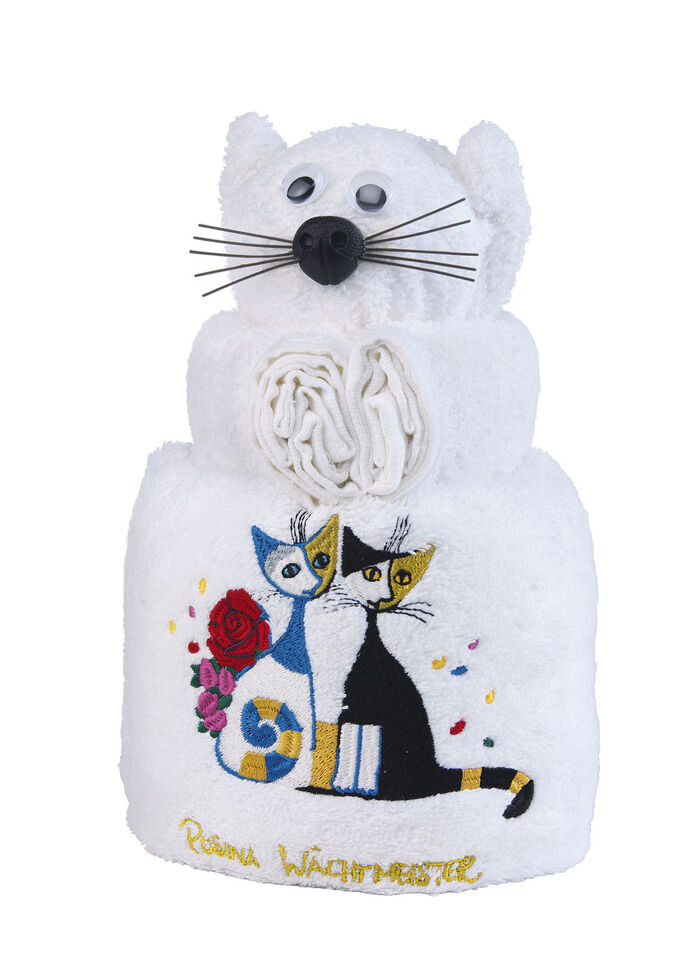 Frottier-Katze mit Motiv von der Künstlerin Rosina Wachtmeister 