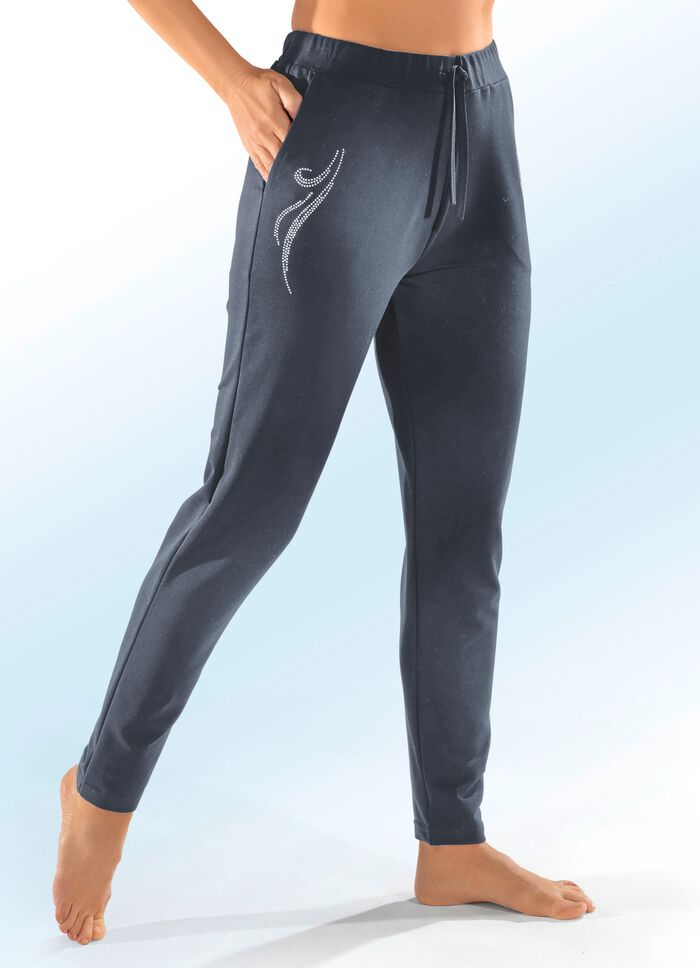 Hose mit Schmucksteinzier ANTHRAZIT