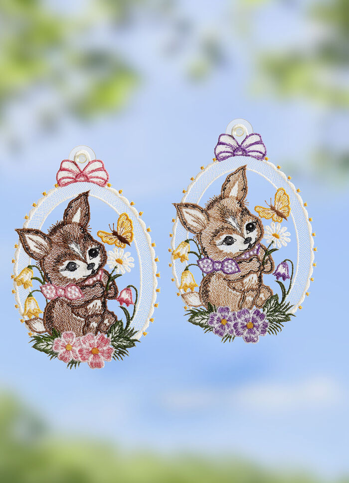 Fensterbild, 2er-Set, aus echter Plauener Spitze 