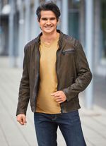 Lederkurzjacke mit Zierstepp 