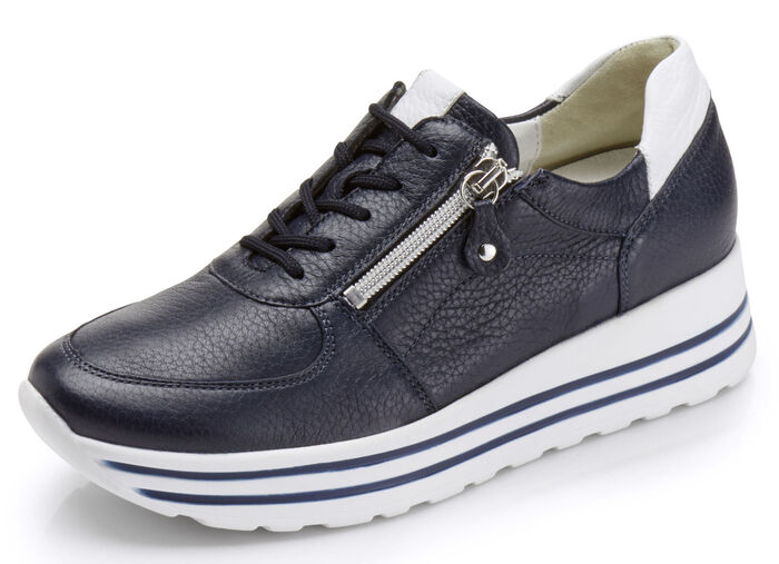Waldläufer, bequeme Damen-Sneaker, Weite H, mit herausnehmbarem Fussbett MARINE