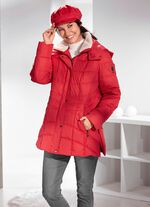 Funktionsjacke mit abnehmbarem Kunstpelz-Besatz am Kragen FEUERROT