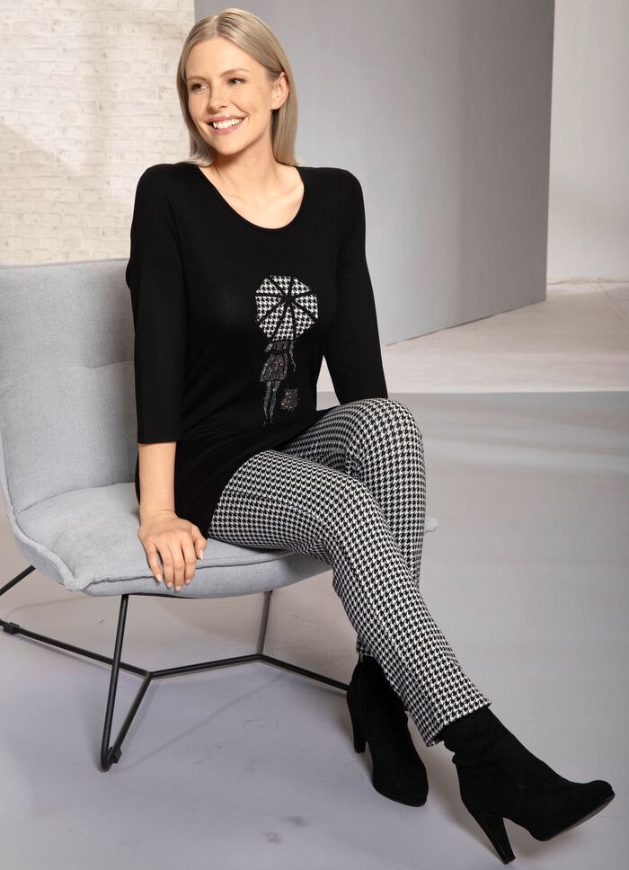 Hose mit trendiger Hahnentritt-Dessinierung 