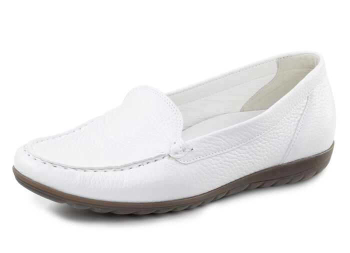 Waldläufer, bequeme Damen-Slipper, Weite H, mit herausnehmbarem Fussbett WEISS