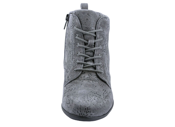 Waldläufer Schnür-Stiefelette mit floraler Prägung GRAU