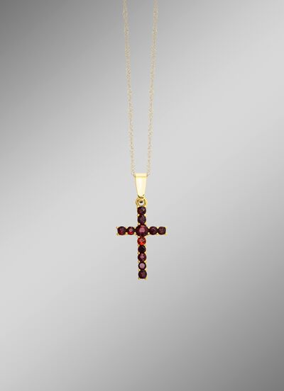 Kreuz-Anh&auml;nger mit Granat 