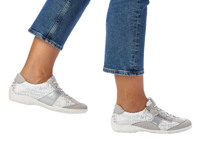 Remonte Sneaker mit bedruckten Besätzen HELLGRAU-WEISS