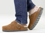 Gefütterte Herren-Clogs, mit Lammfell COGNAC