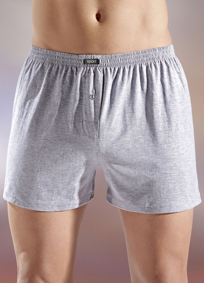 F&uuml;nferpack Boxershorts aus BIO-Baumwolle mit Eingriff, uni und meliert 3X SCHWARZ, 2X GRAU MELIERT