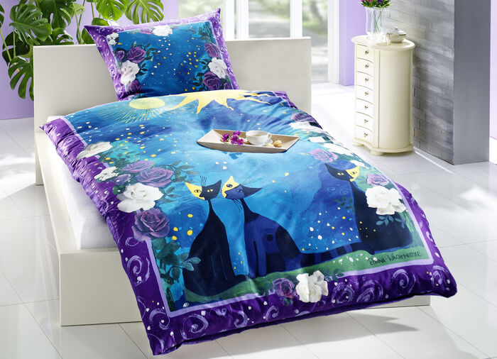 Bettw&auml;sche-Garnitur nach einem Entwurf von Rosina Wachtmeister 