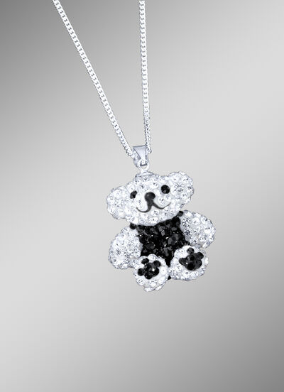 Anhänger Pandabärchen mit Kristallen und Panzerkette 