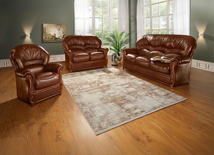 Frei im Raum aufstellbare Polstermöbel mit Lederbezug ANTIK-BRAUN