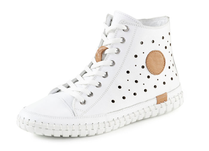 Gemini Schnür-Bootie mit luftiger Perforation und Lederapplikation WEISS