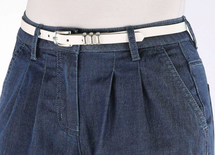 Schicker Damen-Gürtel aus Leder, 1,5 cm breit WEISS