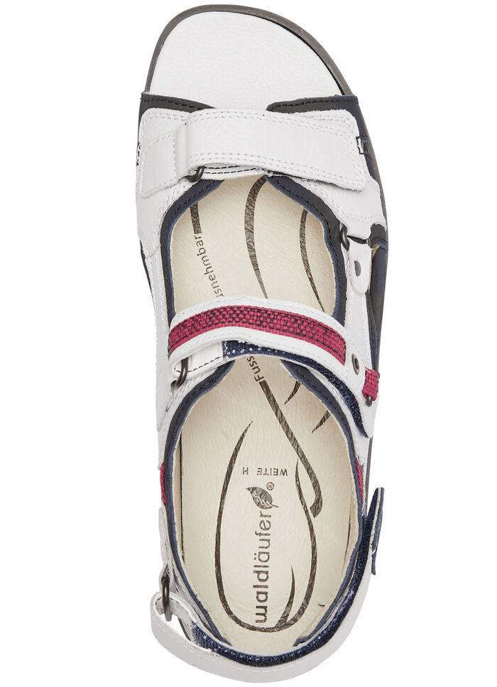 Waldläufer, sportliche Damen-Sandalen, Weite H, mit herausnehmbarem Fussbett WEISS-BLAU-ROT