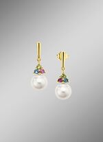 Exquisite Eleganz Ohrstecker mit S&uuml;sswasser-Zuchtperlen und Edelsteinen 