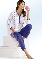 Zweierpack Pyjamas mit Pünktchen, lang- und kurzarm ECRU-MARINE