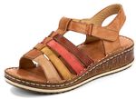 Gemini Riemchen-Sandalette mit praktischem Klettverschluss COGNAC-BUNT
