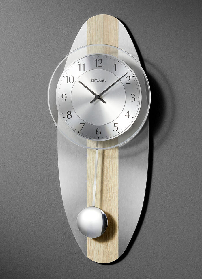 Wanduhr mit Funkuhrwerk SILBER-EICHE-SONOMA