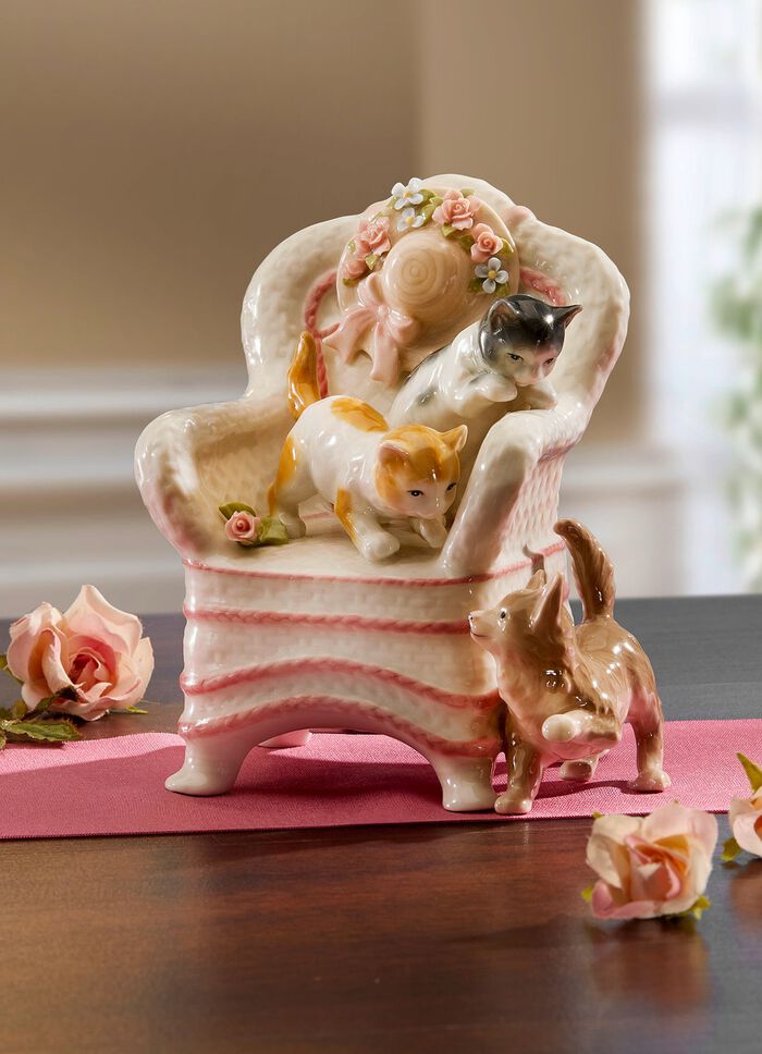 Spieluhr «Katzen» aus Porzellan 