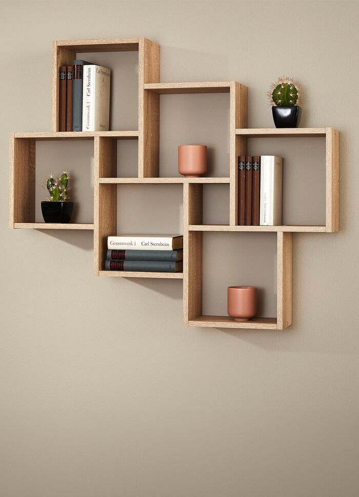 Wandregal mit pflegeleichter Melaminharzbeschichtung EICHE