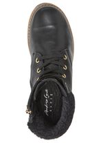 Andrea Conti Schn&uuml;r-Bootie mit flauschigem Pl&uuml;sch-Kragen SCHWARZ