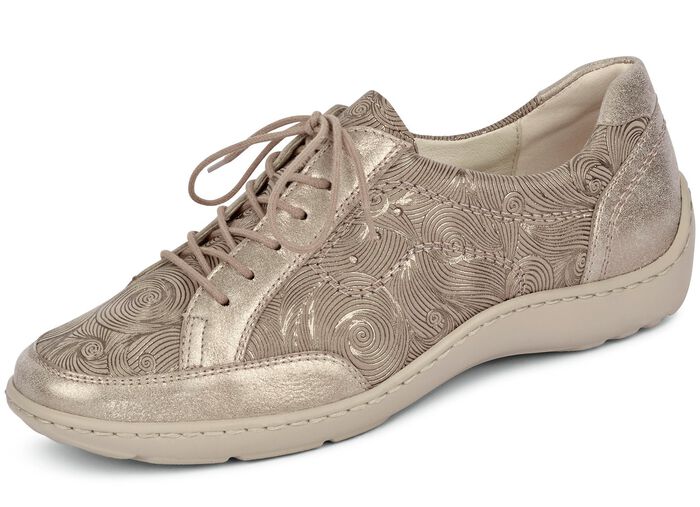 Waldläufer, elegante Damen-Schnürschuhe, Weite H, mit herausnehmbarem Fussbett TAUPE