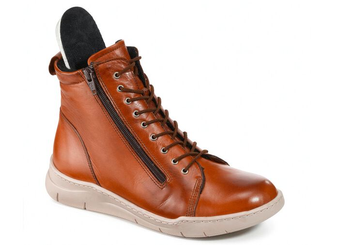 Gemini Stiefelette mit zwei Reissverschl&uuml;sse COGNAC