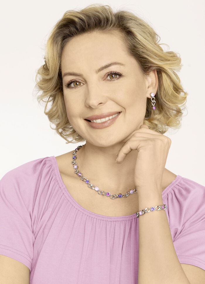 Halskette mit Kristallen in Pink 