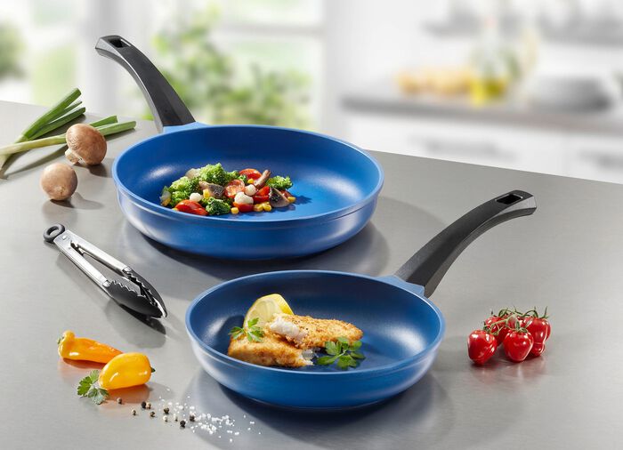 &bdquo;GSW&ldquo; Pfannen-Set &bdquo;Rainbow&ldquo; aus hochwertigem Aluminiumguss BLAU