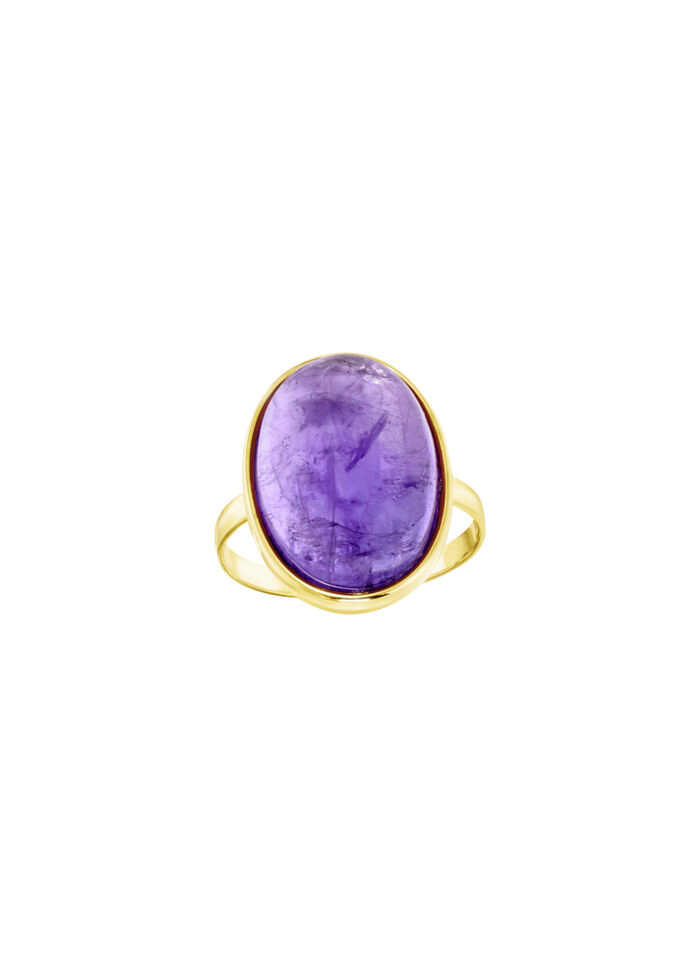 Damenring mit echt Amethyst-Cabochon 