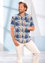 Flott dessiniertes &laquo;Milano Italy&raquo;-Hemd BLAU-BEIGE GEMUSTERT