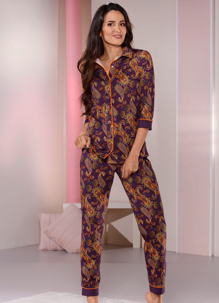 Laurina Pyjama mit durchgehender Knopfleiste 